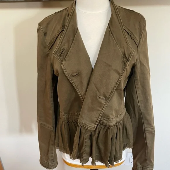 Free People Utility Peplum Double-Breasted Jacket - Olive Green - Picture 5 of 10